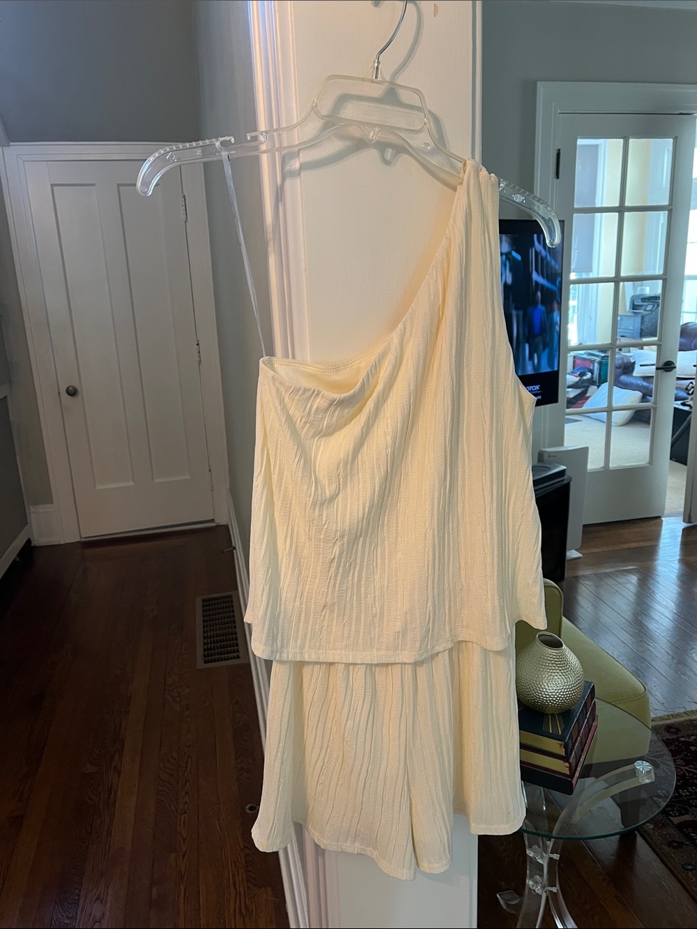 Gilli Cream One-Shoulder Layered Summer Culotte style Dress
